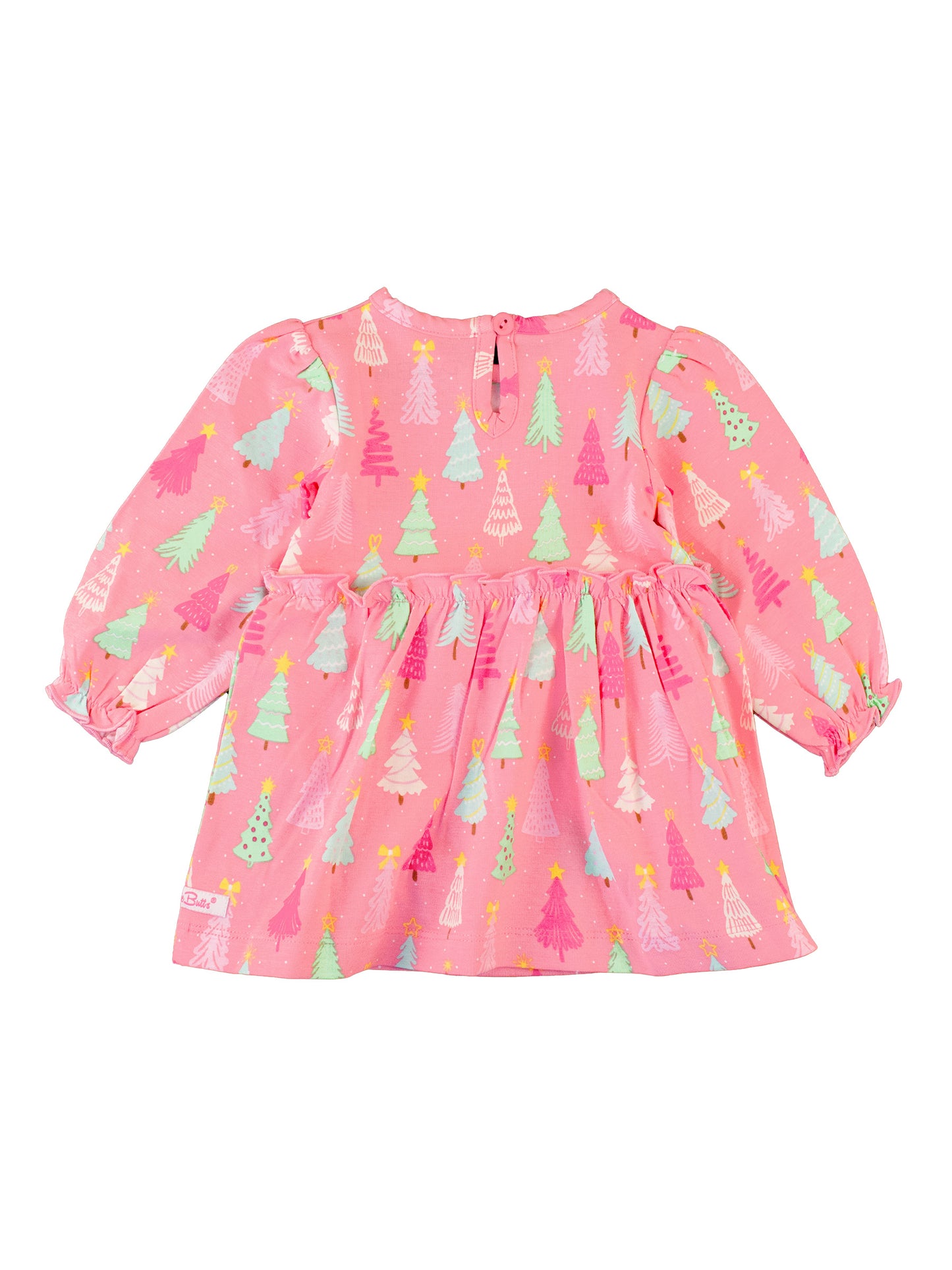 RuffleButts Merry Pink Pines Skirted Romper