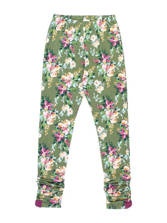 RuffleButts Enchanted Garden Ruched Legging