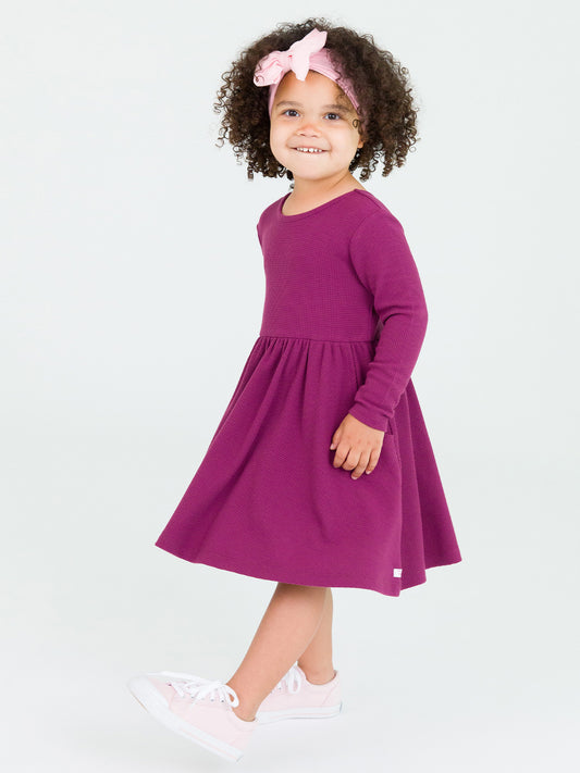 RuffleButts Eggplant Harvest Waffle Twirl Dress